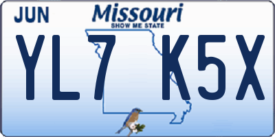 MO license plate YL7K5X