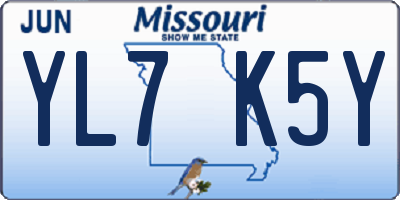 MO license plate YL7K5Y
