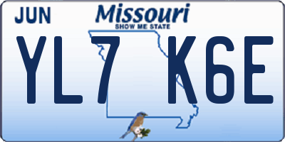 MO license plate YL7K6E