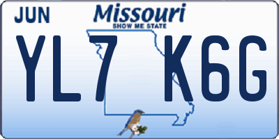MO license plate YL7K6G