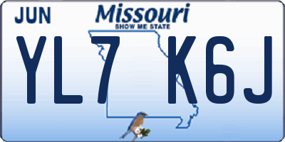 MO license plate YL7K6J