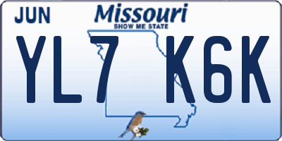 MO license plate YL7K6K