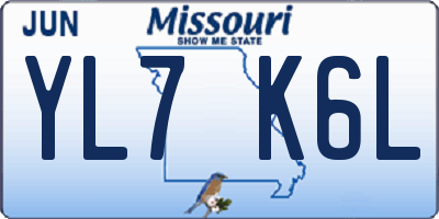 MO license plate YL7K6L