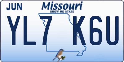 MO license plate YL7K6U