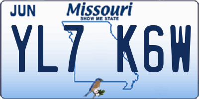 MO license plate YL7K6W