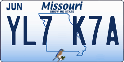 MO license plate YL7K7A