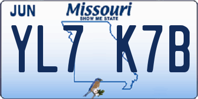 MO license plate YL7K7B