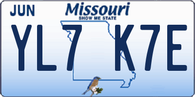 MO license plate YL7K7E