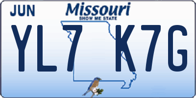 MO license plate YL7K7G