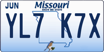 MO license plate YL7K7X