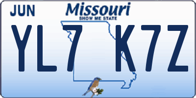 MO license plate YL7K7Z