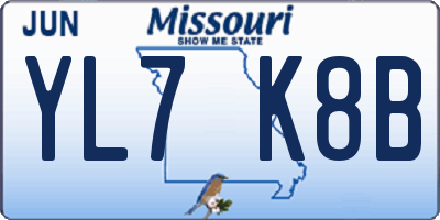 MO license plate YL7K8B