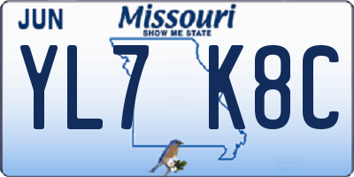 MO license plate YL7K8C