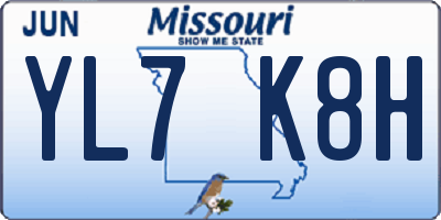 MO license plate YL7K8H