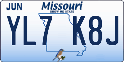 MO license plate YL7K8J