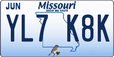 MO license plate YL7K8K