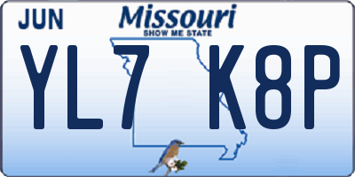 MO license plate YL7K8P
