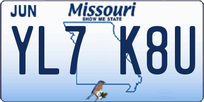 MO license plate YL7K8U