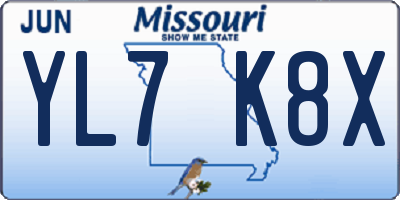 MO license plate YL7K8X
