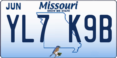 MO license plate YL7K9B