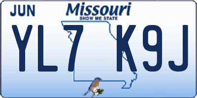 MO license plate YL7K9J