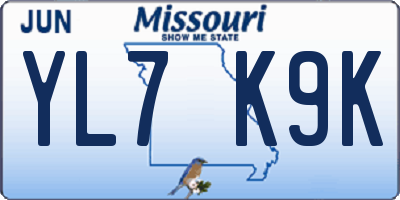 MO license plate YL7K9K