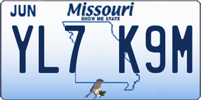 MO license plate YL7K9M