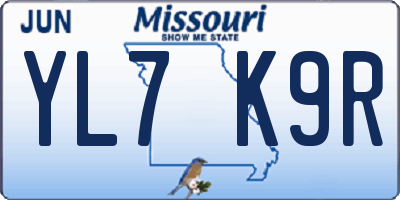 MO license plate YL7K9R