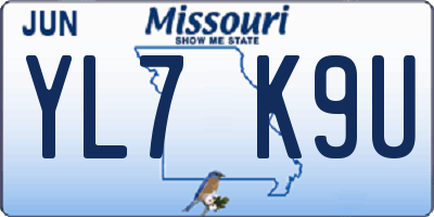 MO license plate YL7K9U