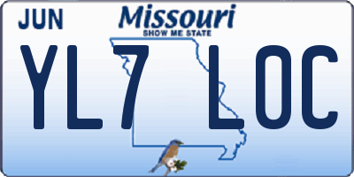 MO license plate YL7L0C