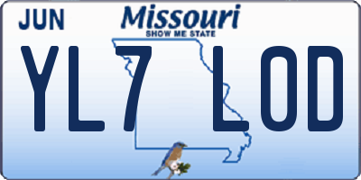 MO license plate YL7L0D
