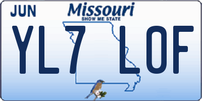 MO license plate YL7L0F