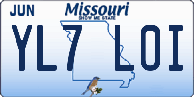 MO license plate YL7L0I