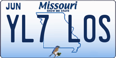 MO license plate YL7L0S