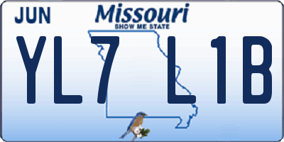 MO license plate YL7L1B