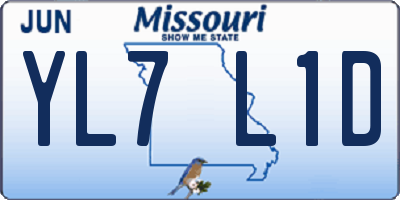 MO license plate YL7L1D