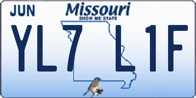 MO license plate YL7L1F