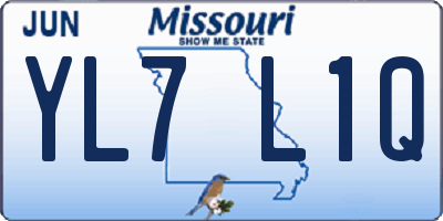 MO license plate YL7L1Q