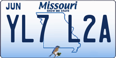 MO license plate YL7L2A