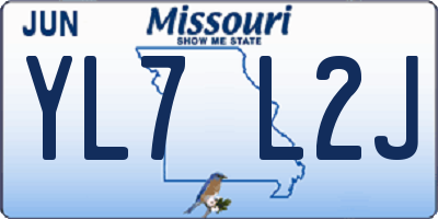 MO license plate YL7L2J