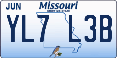 MO license plate YL7L3B