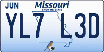 MO license plate YL7L3D