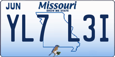 MO license plate YL7L3I