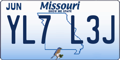 MO license plate YL7L3J