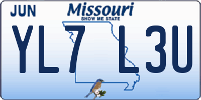 MO license plate YL7L3U