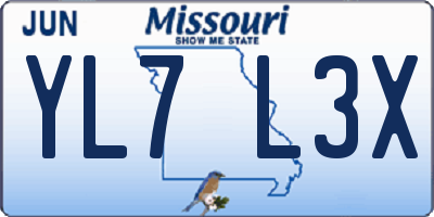 MO license plate YL7L3X