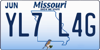 MO license plate YL7L4G