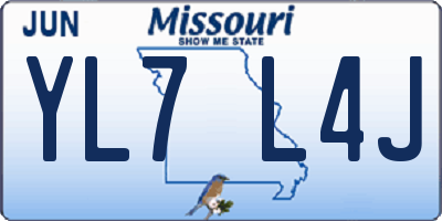 MO license plate YL7L4J