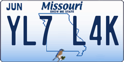 MO license plate YL7L4K