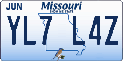 MO license plate YL7L4Z